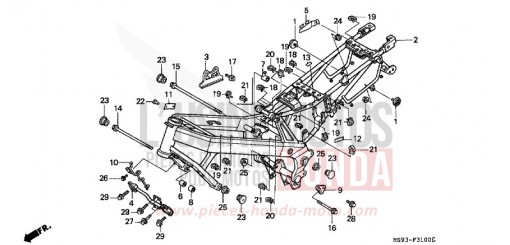 CARROSSERIE DE CHASSIS NTV650P de 1993